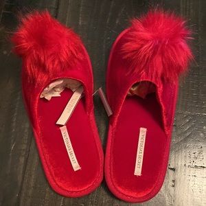 Victoria Secret red Pom Pom slippers